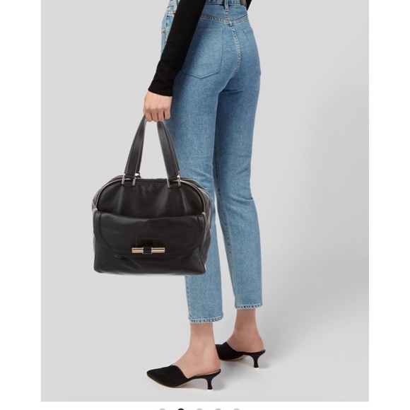 Jimmy Choo Justine Bowler Black Leather Satchel - Picture 2 of 6